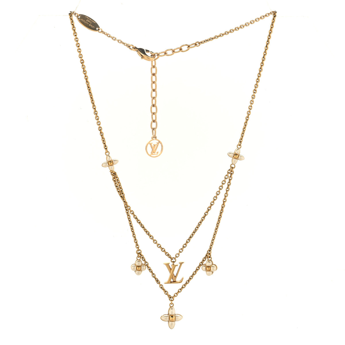 Pearl LV Floragram Necklace Gold
