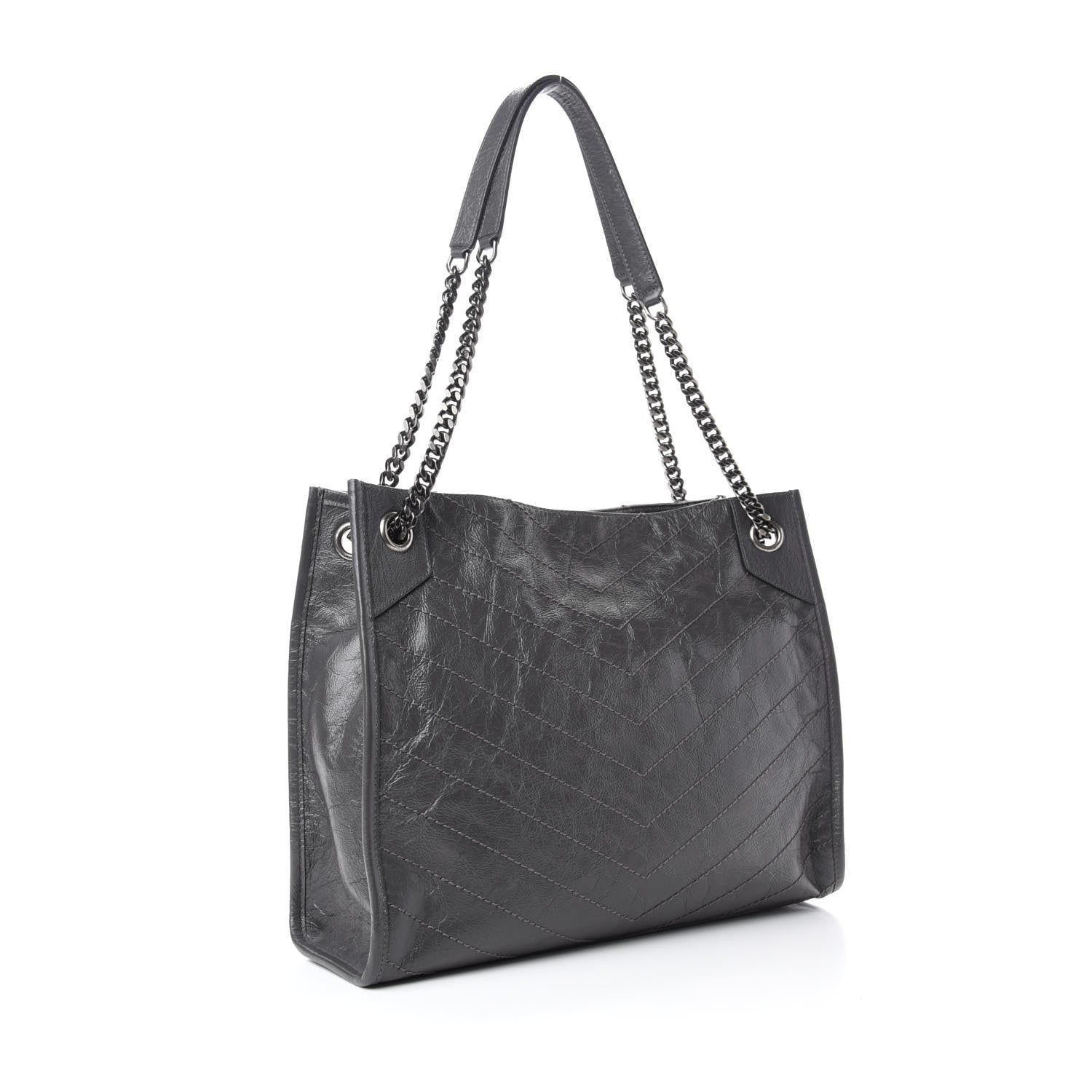 Saint Laurent Crinkled Calfskin Matelasse Monogram Medium Niki Shopper Tote Smog 3 of 10