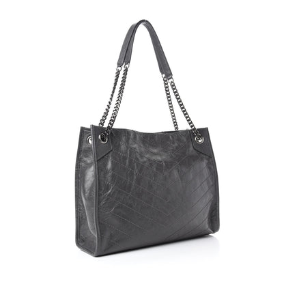 Saint Laurent Crinkled Calfskin Matelasse Monogram Medium Niki Shopper Tote Smog 3 of 10