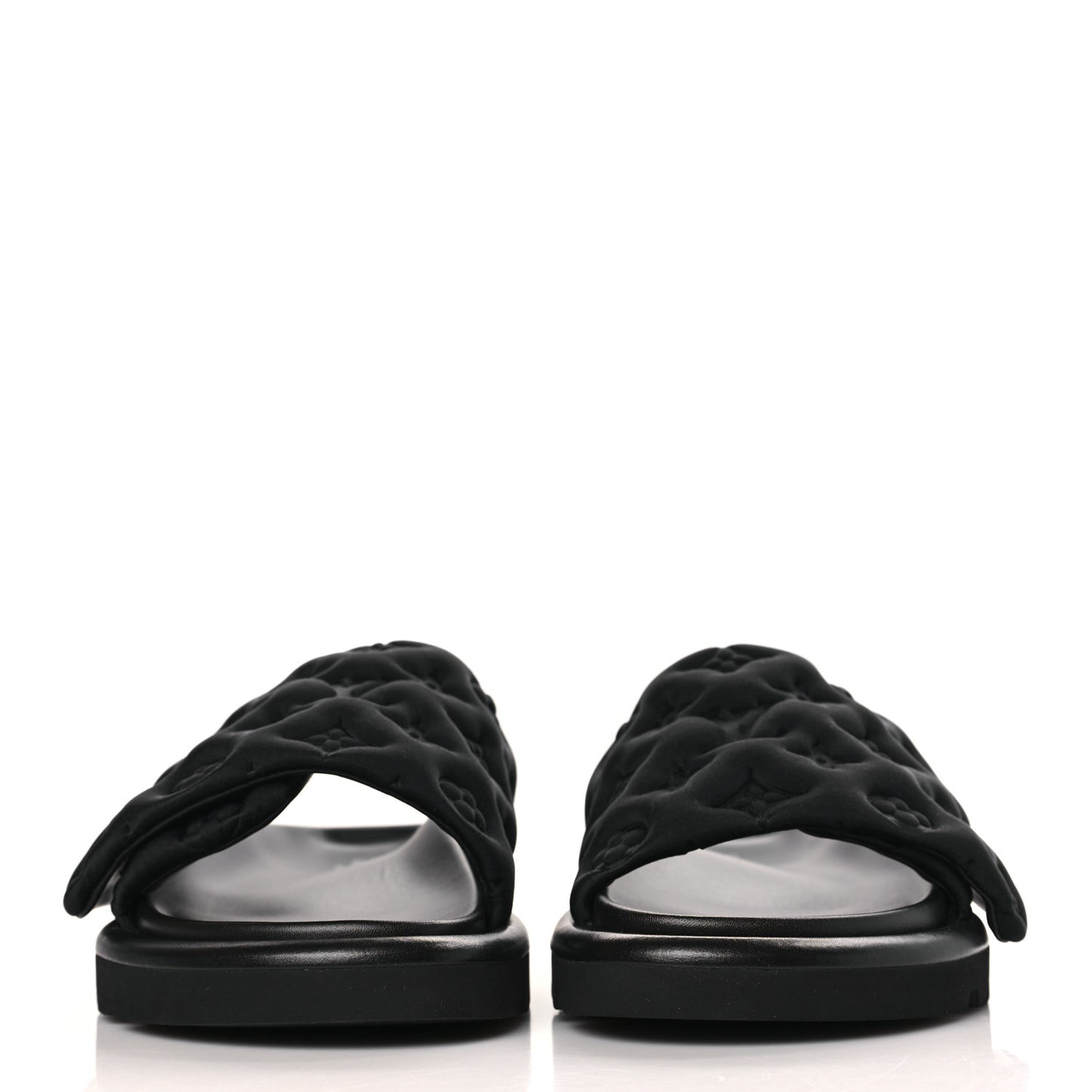 Technical Fabric Embossed Monogram Pool Pillow Comfort Mules 38 Black