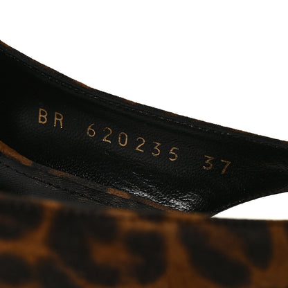 Saint Laurent Suede Leopard Print Slingback Pumps 37 Brown 8 of 9