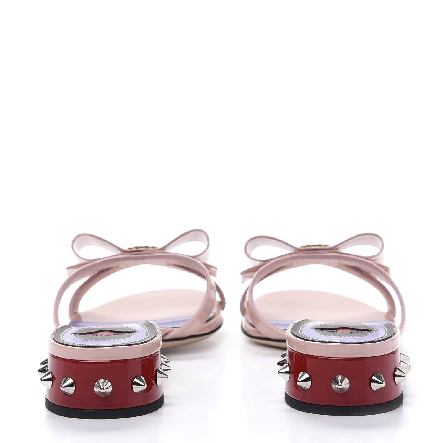 Gucci Patent GG Bow Sadie Spike Low Heel Slide Sandals 36.5 Perfect Pink 5 of 9
