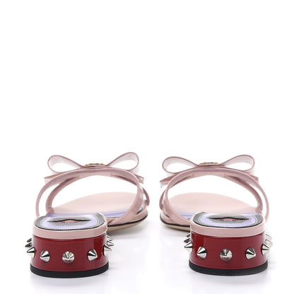 Gucci Patent GG Bow Sadie Spike Low Heel Slide Sandals 36.5 Perfect Pink 5 of 9