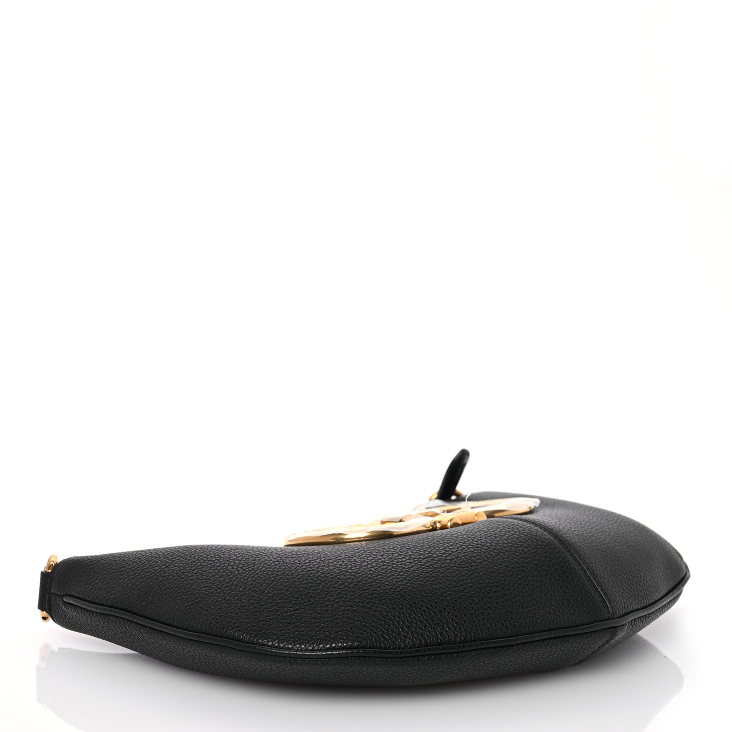 Calfskin Maxi Gancio Shoulder Bag Black