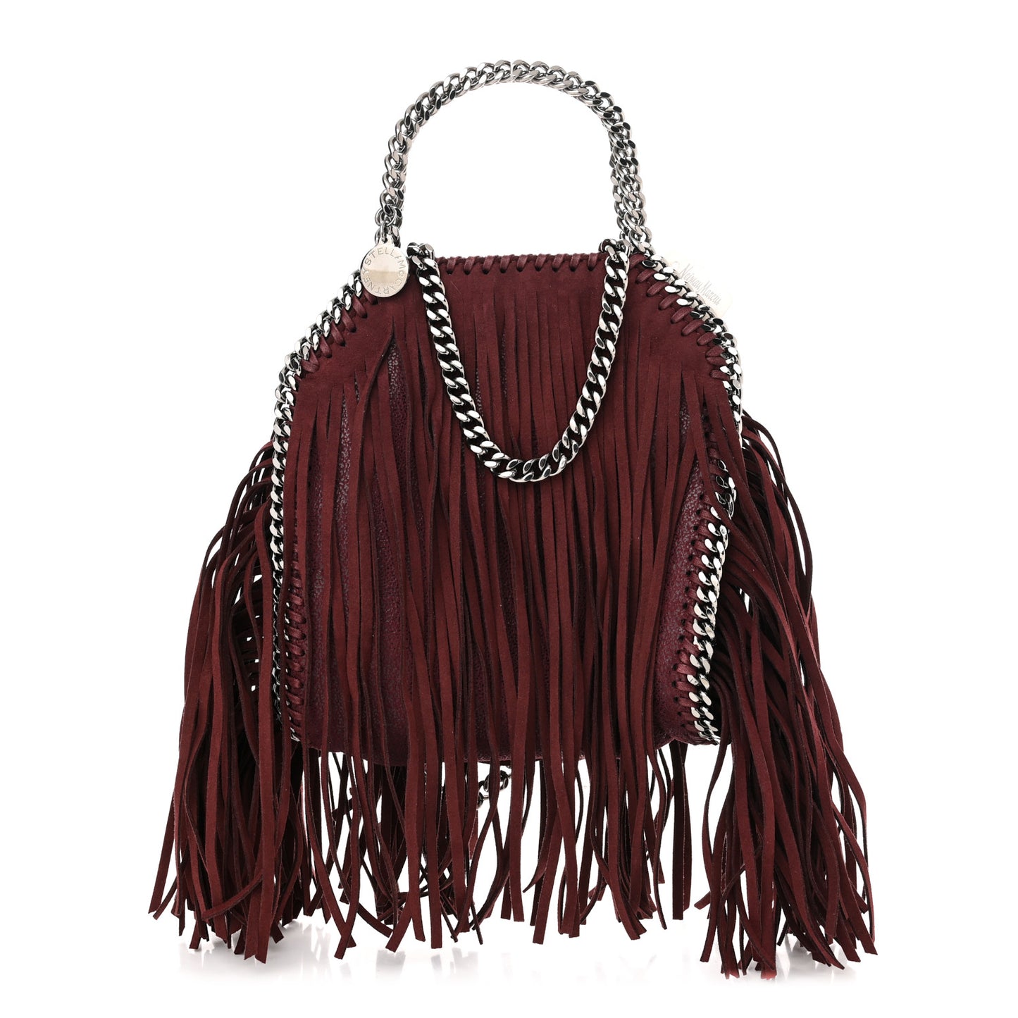 Shaggy Deer Fringe Tiny Falabella Tote Plum