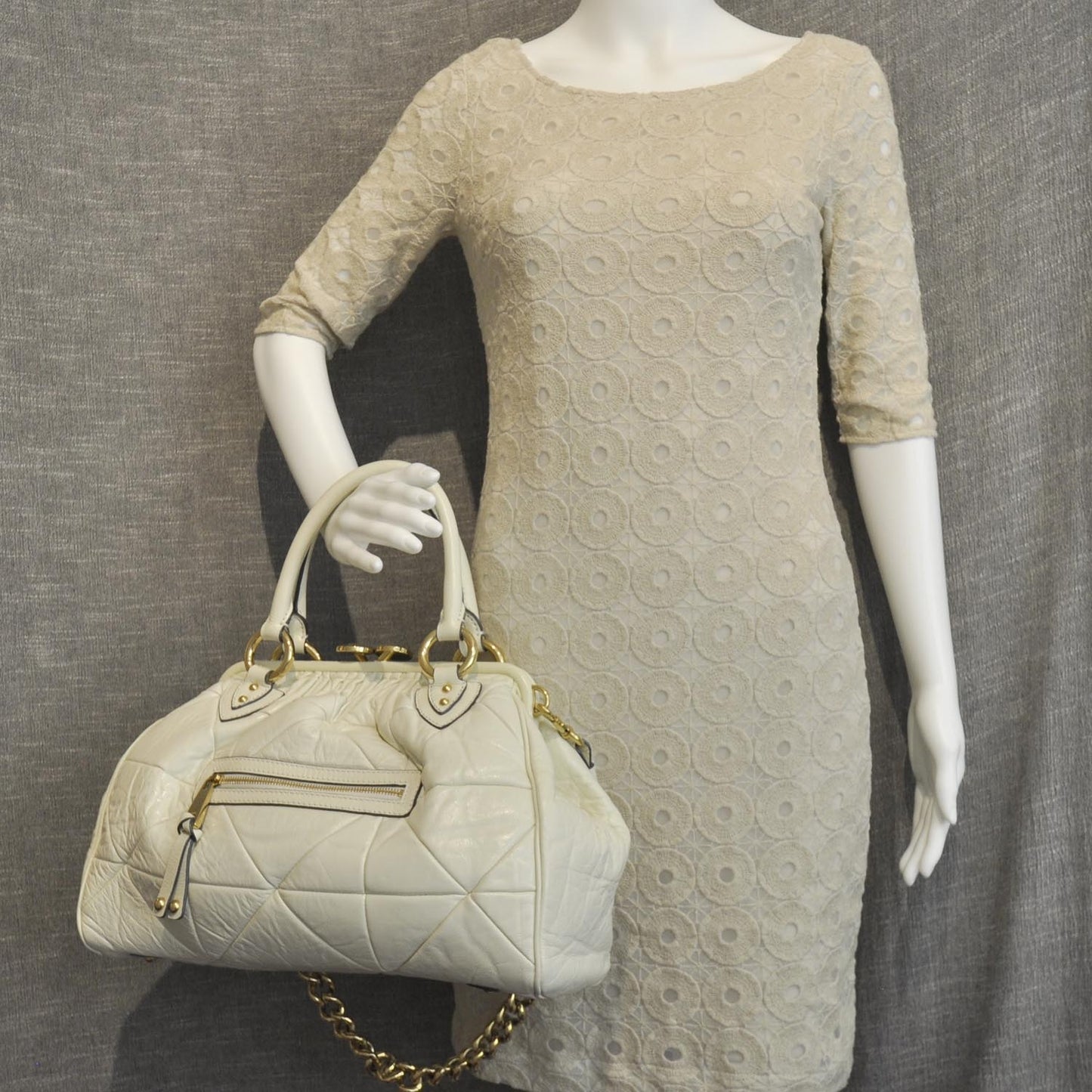 Leather Patchwork Stam Ivory