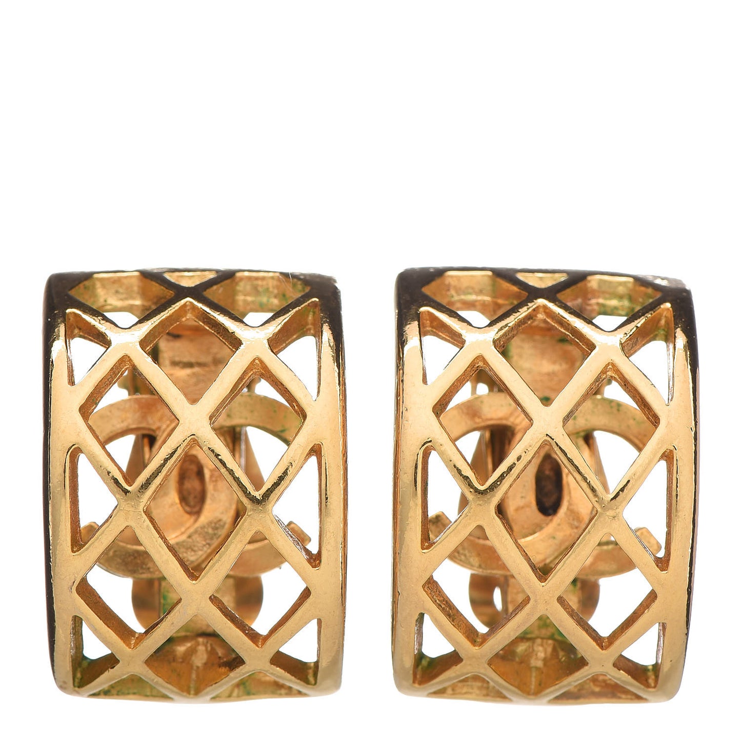 Quilted Clip On Earrings Gold
