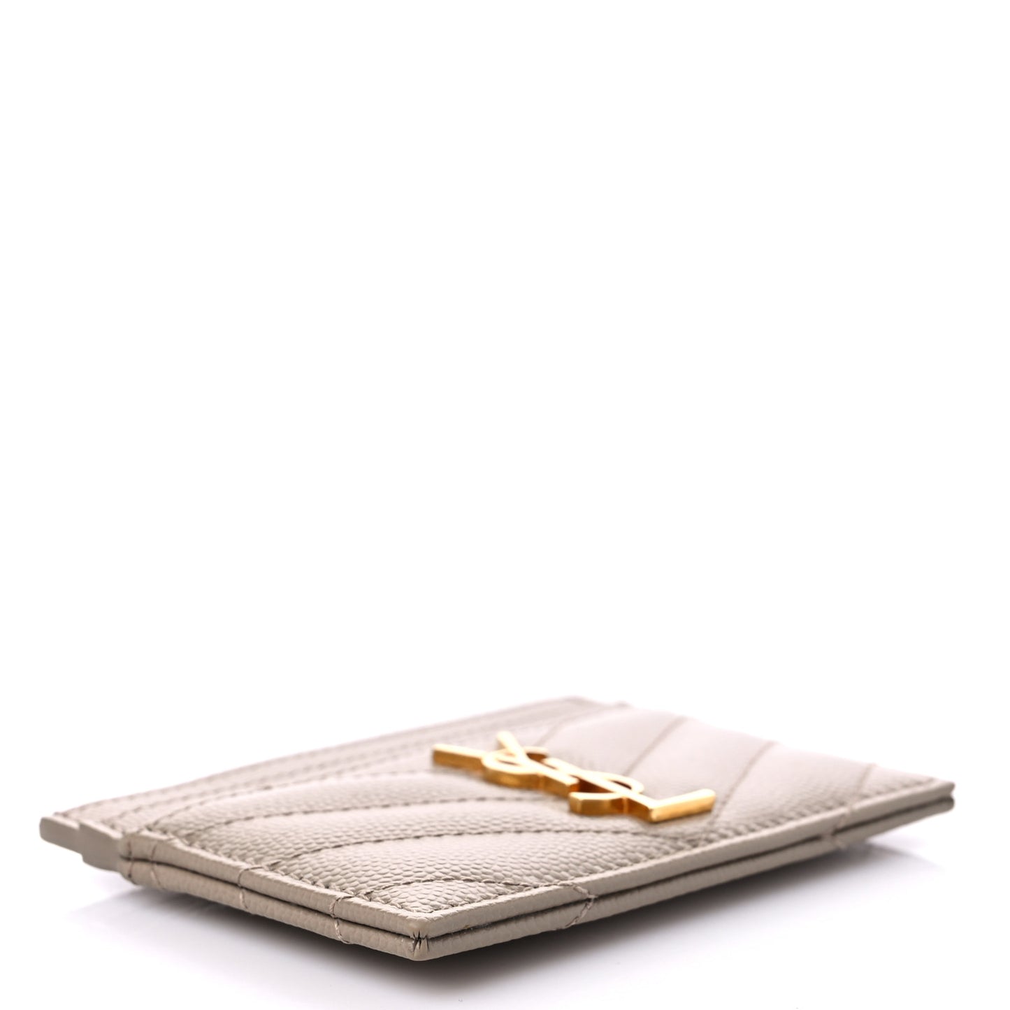 Grain De Poudre Matelasse Chevron Monogram Credit Card Case Dark Beige