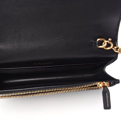 Saint Laurent Suede Sequin Bead Embellished Classic Monogram Kate Tassel Chain Wallet Black Multicolor 4 of 10