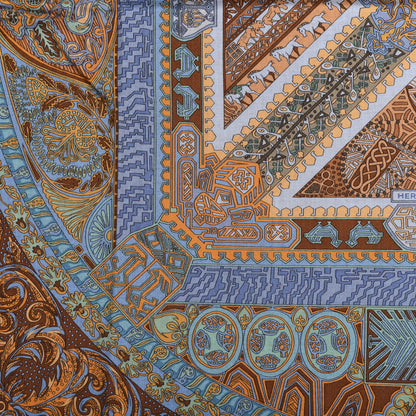 Hermes Cashmere Silk Sur Un Tapis Volant Shawl 140 6 of 6