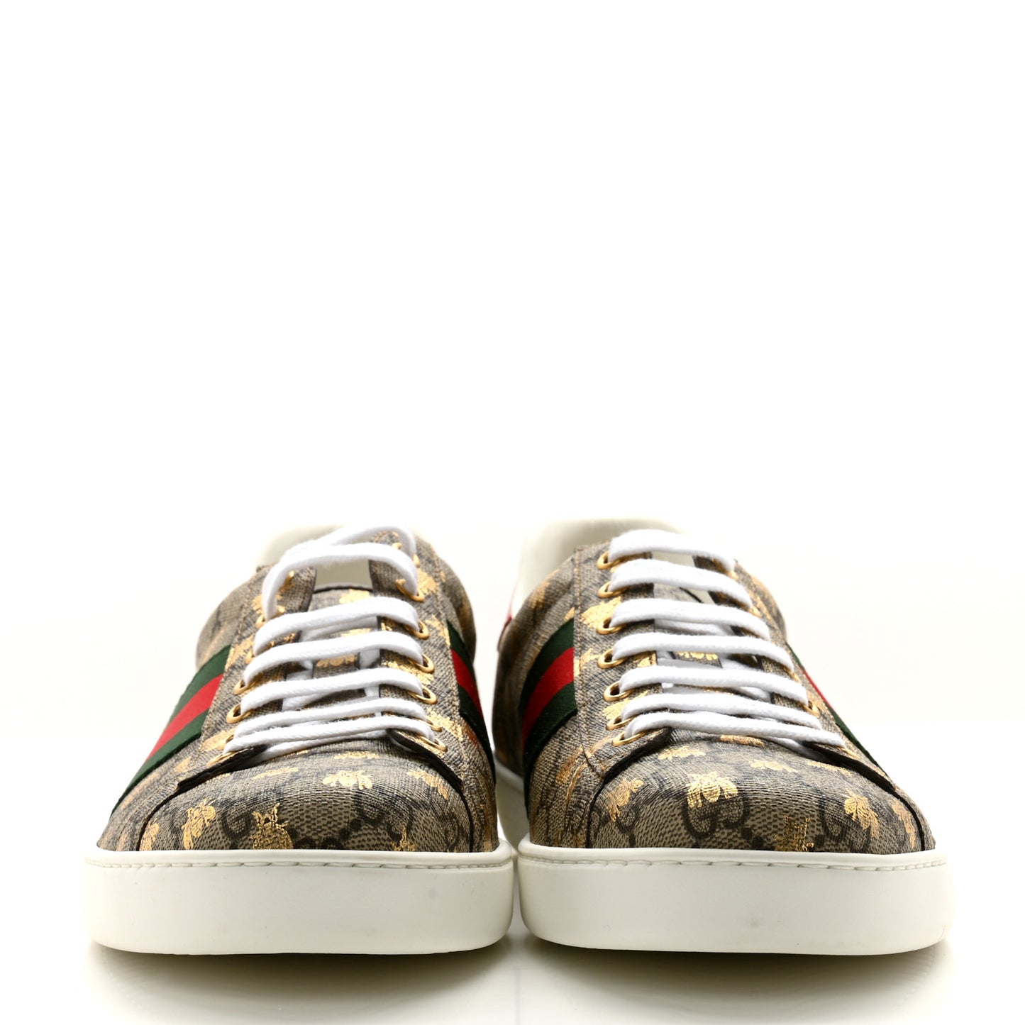 GG Supreme Monogram Bees Ayers Web Mens Ace Sneakers 11.5 Beige Oro Green Red