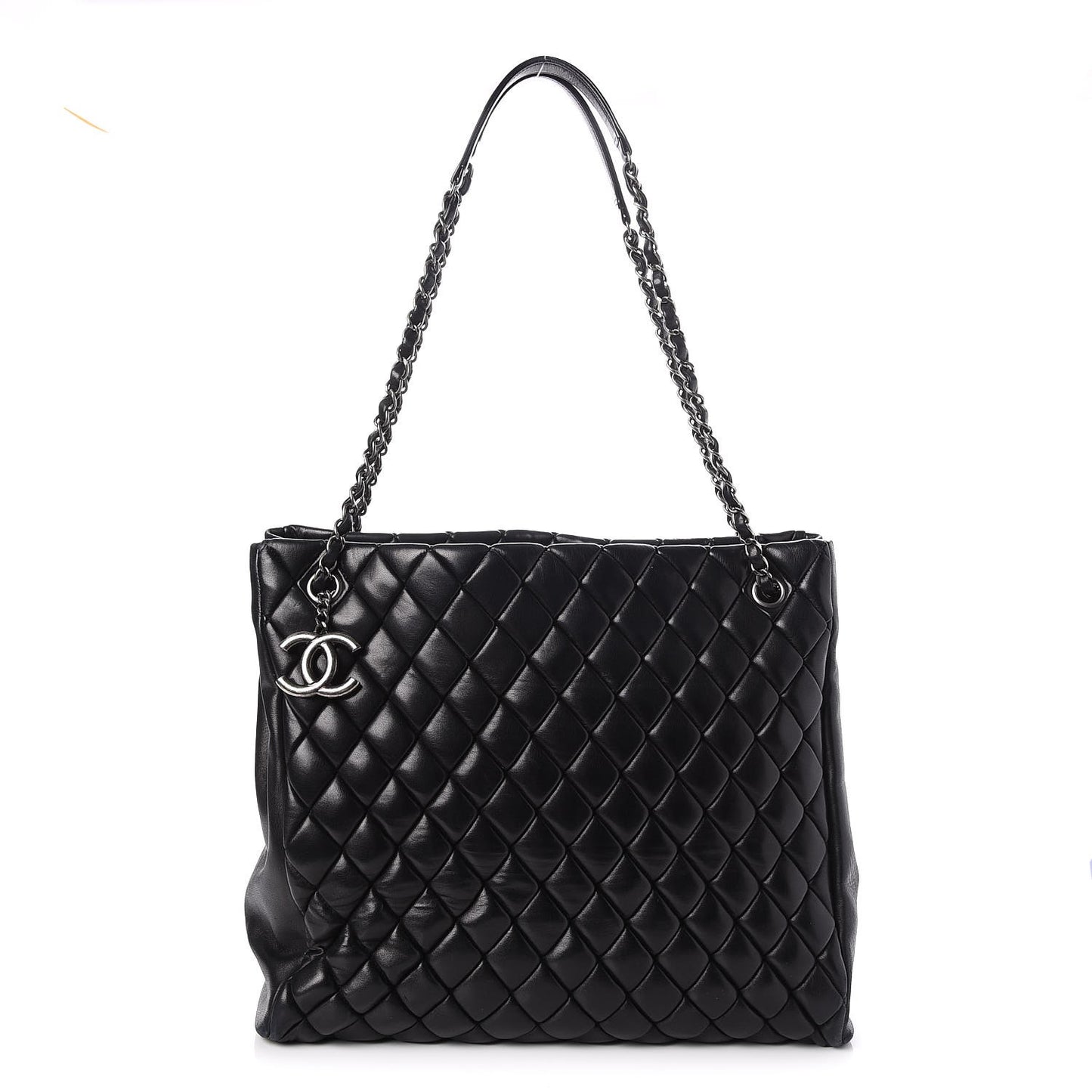 Lambskin Quilted Medium New Bubble North South Tote Black