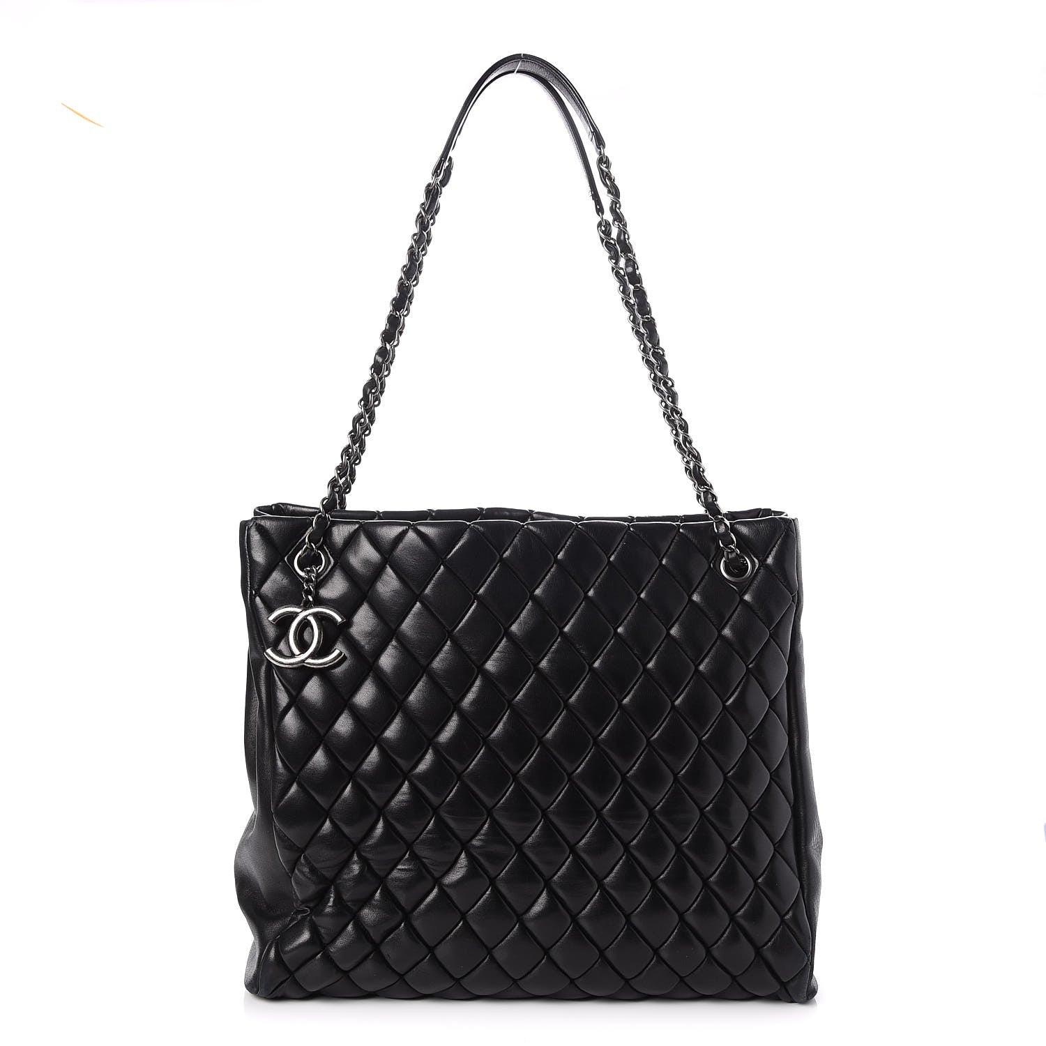 Chanel Lambskin Quilted Medium New Bubble North South Tote Black 1 of 9