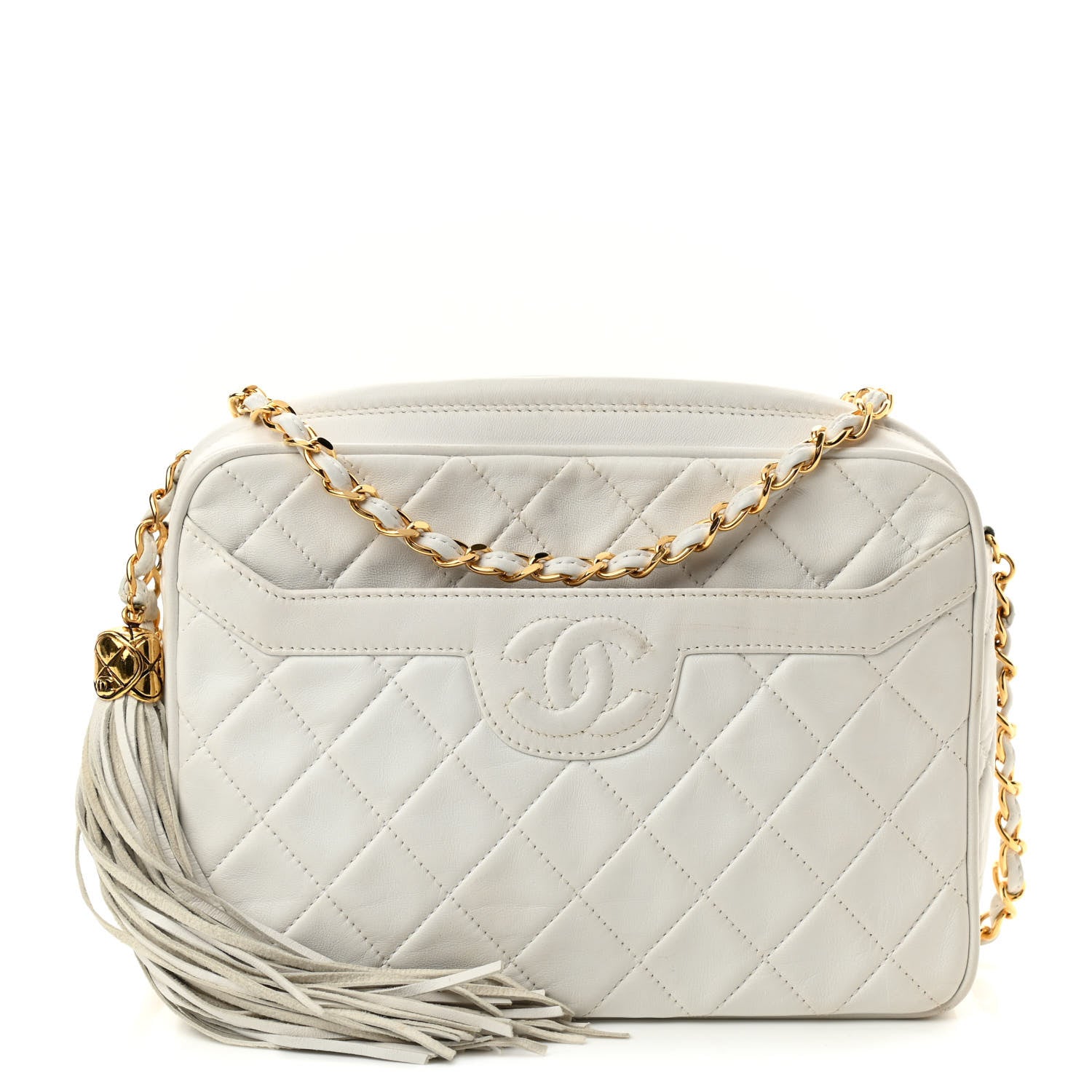 Chanel Lambskin Quilted Tassel Camera Case White 1 of 11