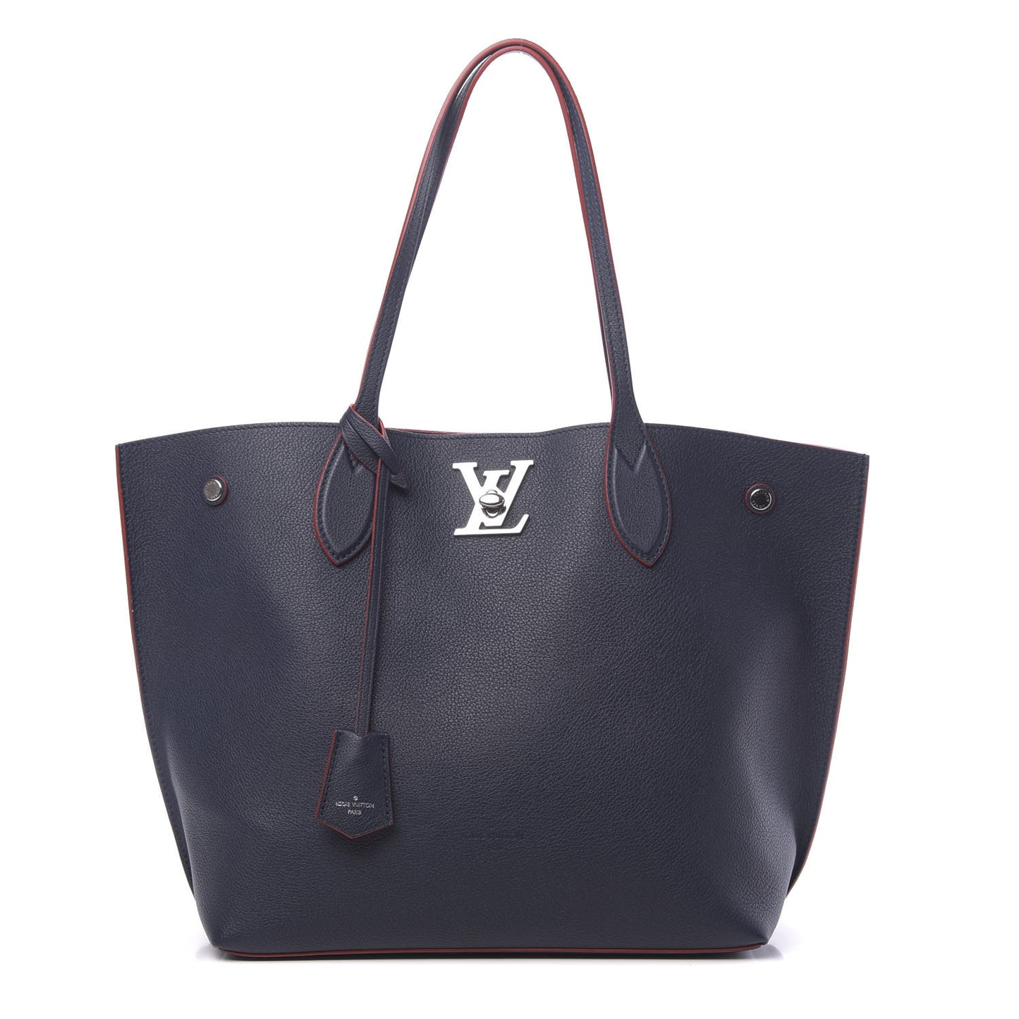 Calfskin Lockme Go Tote Marine Rouge