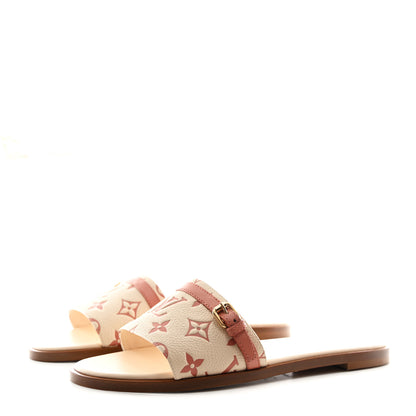 Louis Vuitton Monogram Revival Flat Mules 39.5 Creme Rose Trianon 3 of 8