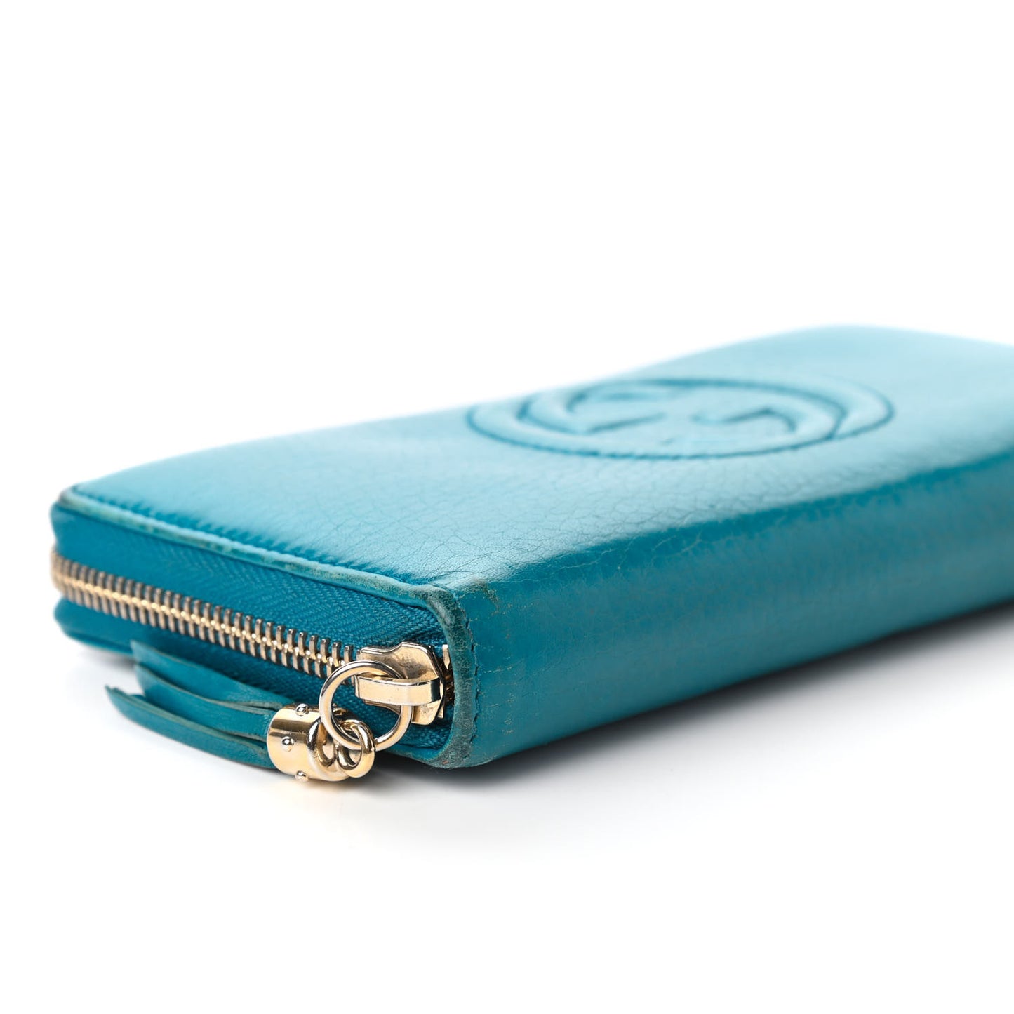 Pebbled Calfskin Soho Zip Around Wallet Deep Cobalt