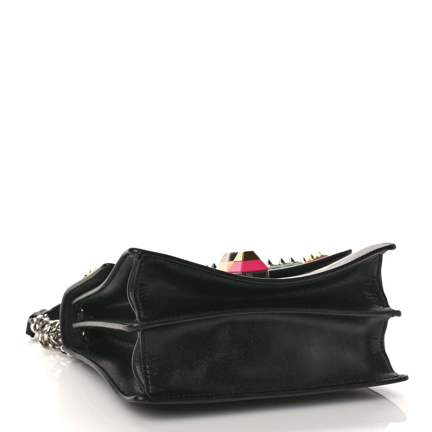 Vitello Liberty Fun Fair Metal Studded Small Kan I Shoulder Bag Black Multicolor