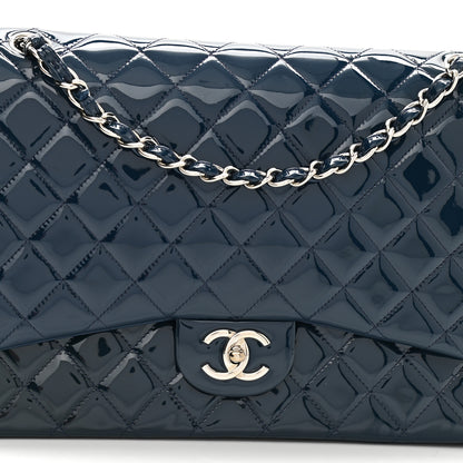 Chanel Patent Quilted Maxi Double Flap Navy 7 of 10