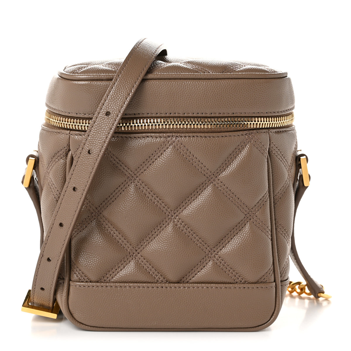 Grain de Poudre Quilted 80's Vanity Bag Dark Beige