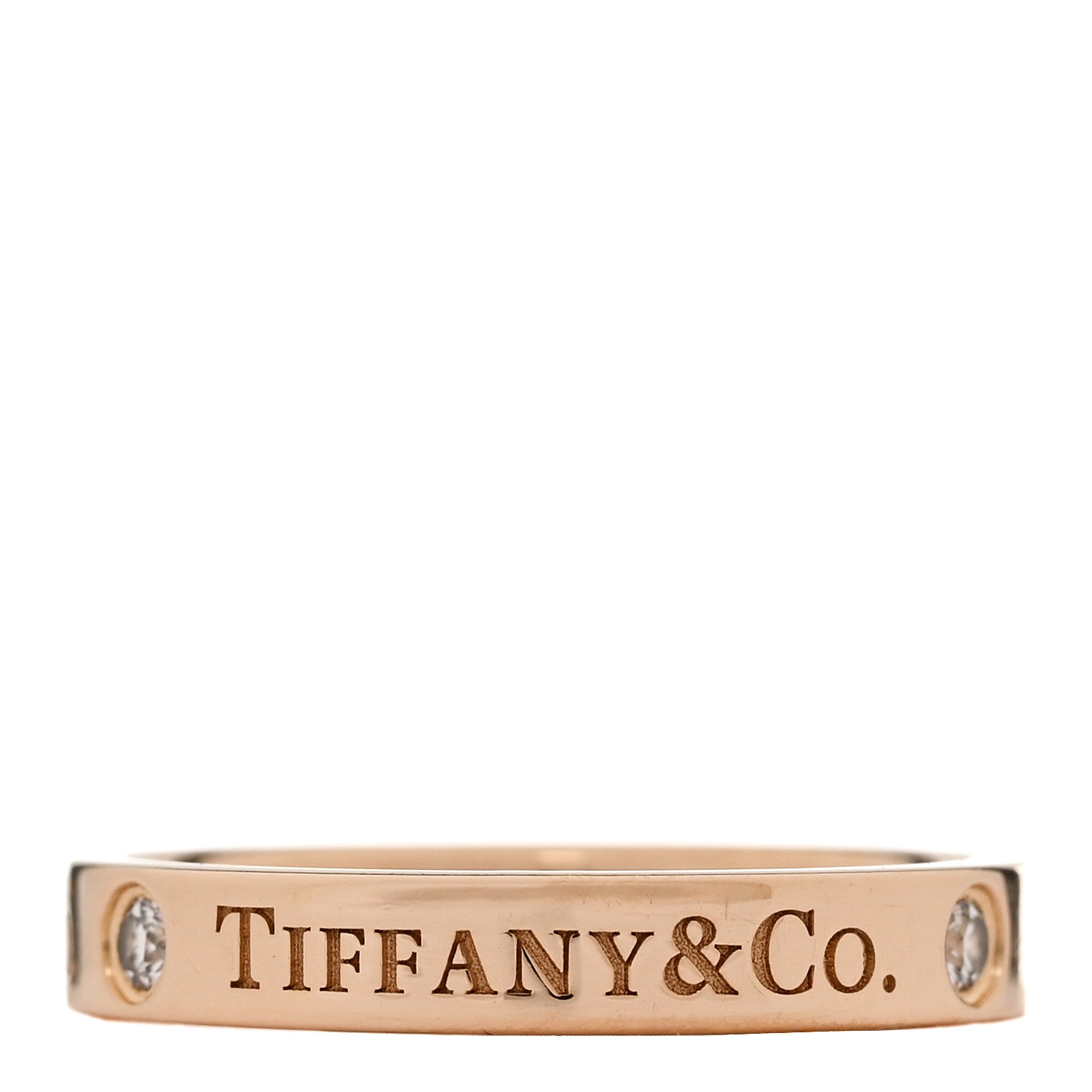 Tiffany 18K Rose Gold Diamond Logo Band Ring 49 4.75 3 of 6