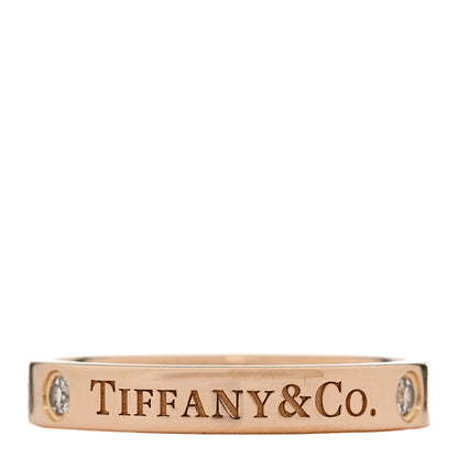 Tiffany 18K Rose Gold Diamond Logo Band Ring 49 4.75 3 of 6