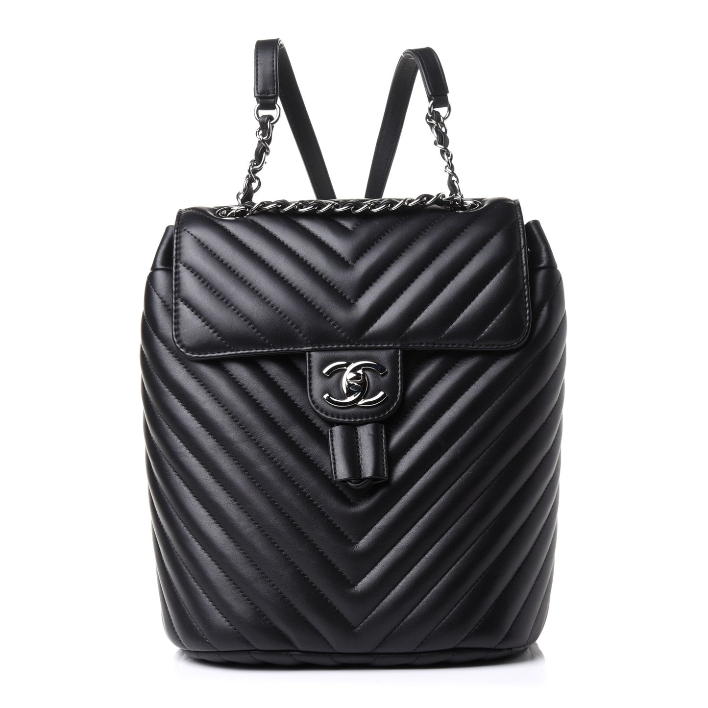 Calfskin Chevron Quilted Small Urban Spirit Backpack Black