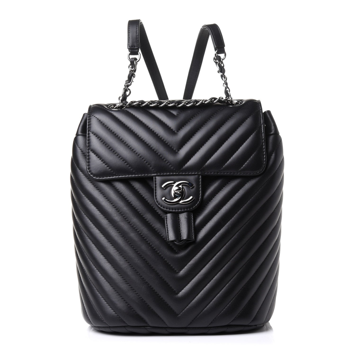 Chanel Calfskin Chevron Quilted Small Urban Spirit Backpack Black 1 of 11