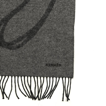 Hermes Cashmere Fringe Stole Black Gris Flanelle 3 of 4