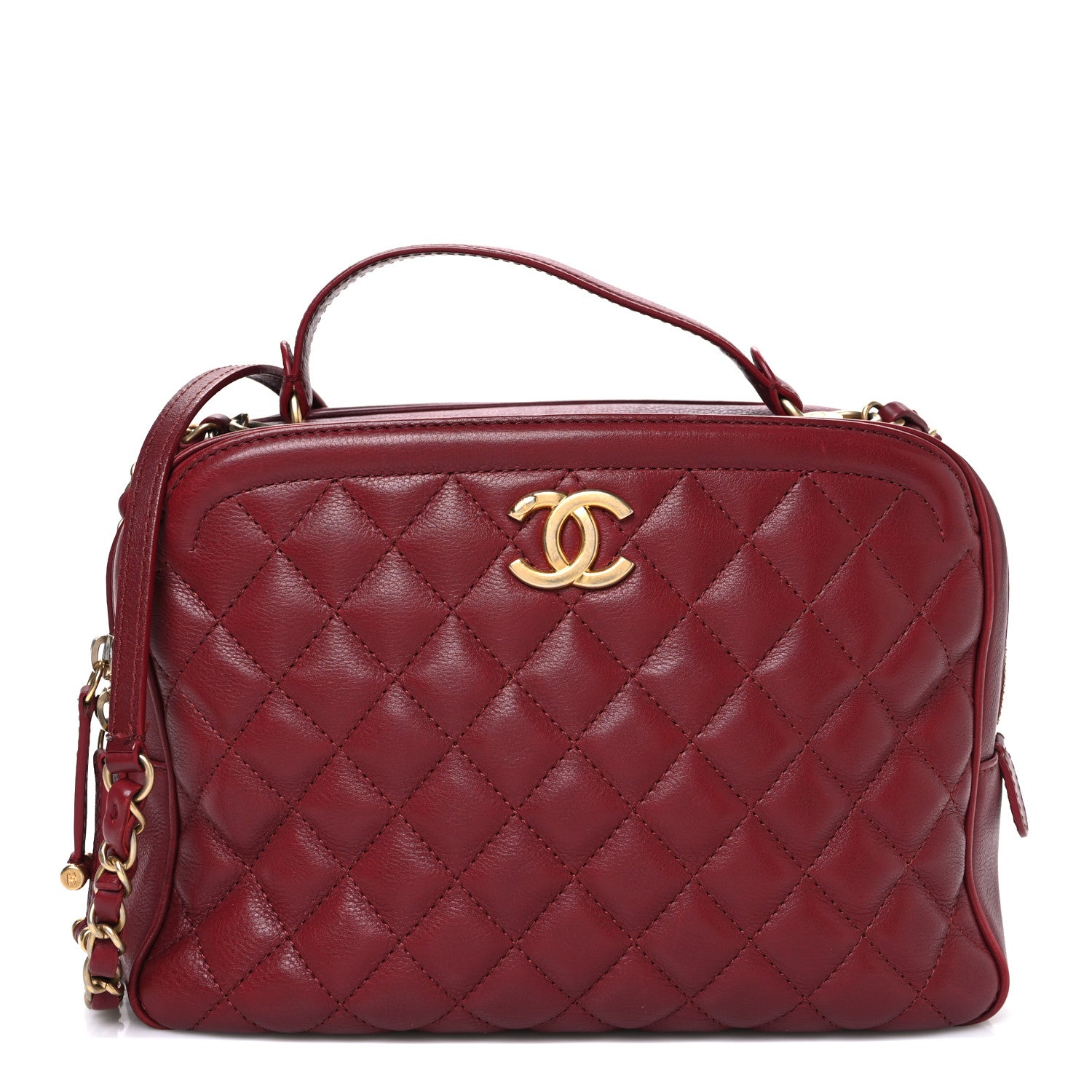 Chanel Calfskin Quilted CC Medium Vanity Case Dark Red 1 of 11