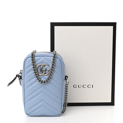 Gucci Calfskin Matelasse Mini GG Marmont Crossbody Bag Porcelain Light Blue 11 of 11