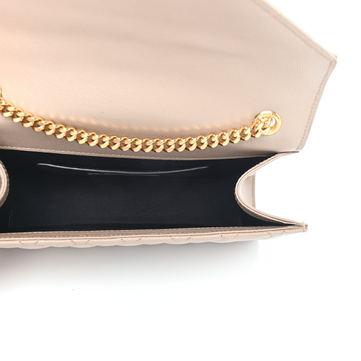 Saint Laurent Grain De Poudre Textured Mixed Matelasse Triquilt Small Monogram Satchel Dark Beige 5 of 8