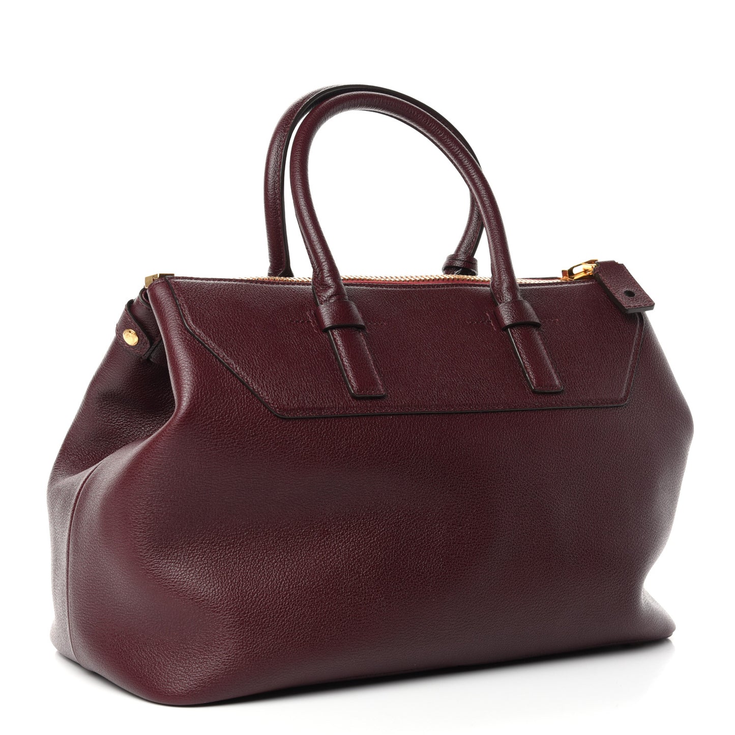 Grained Calfskin Satchel Burgundy