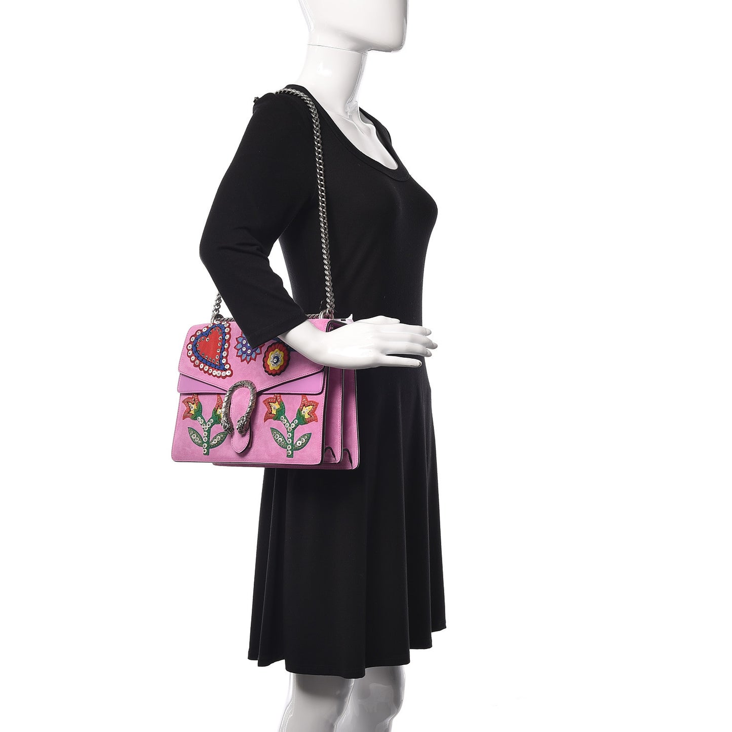 Suede Cudu Embroidered Medium Dionysus Shoulder Bag Candy Mousse Multicolor