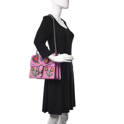 Gucci Suede Cudu Embroidered Medium Dionysus Shoulder Bag Candy Mousse Multicolor 2 of 13