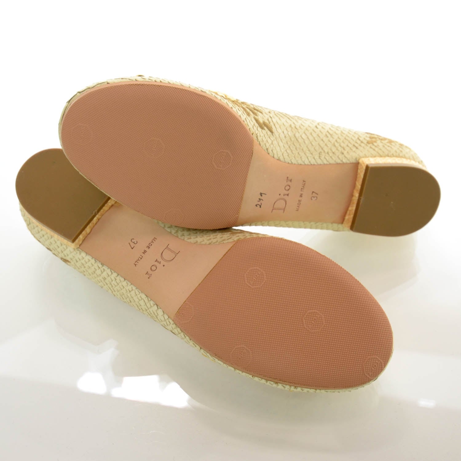Christian Dior Snakeskin Raffia Embellished Flats 37 6 of 6