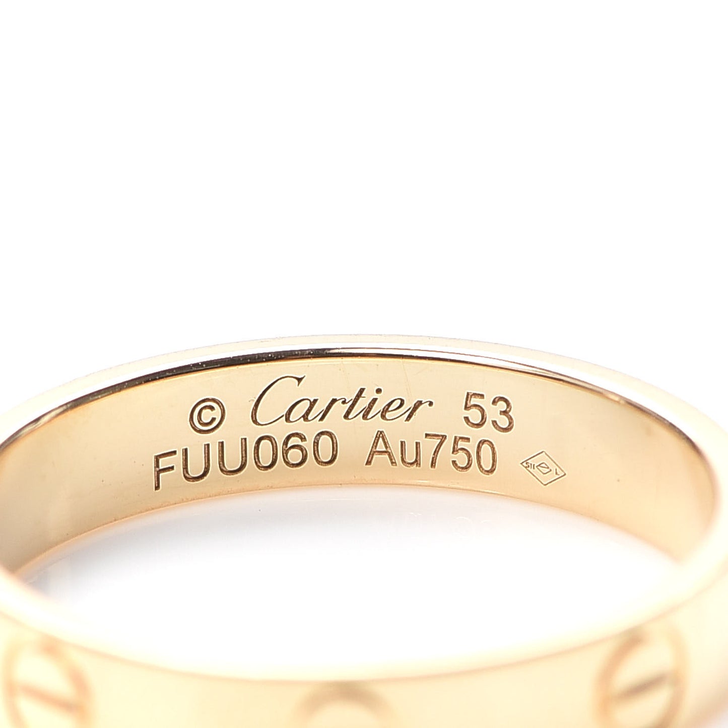 18K Yellow Gold 3.5mm LOVE Wedding Band Ring 53 6.5