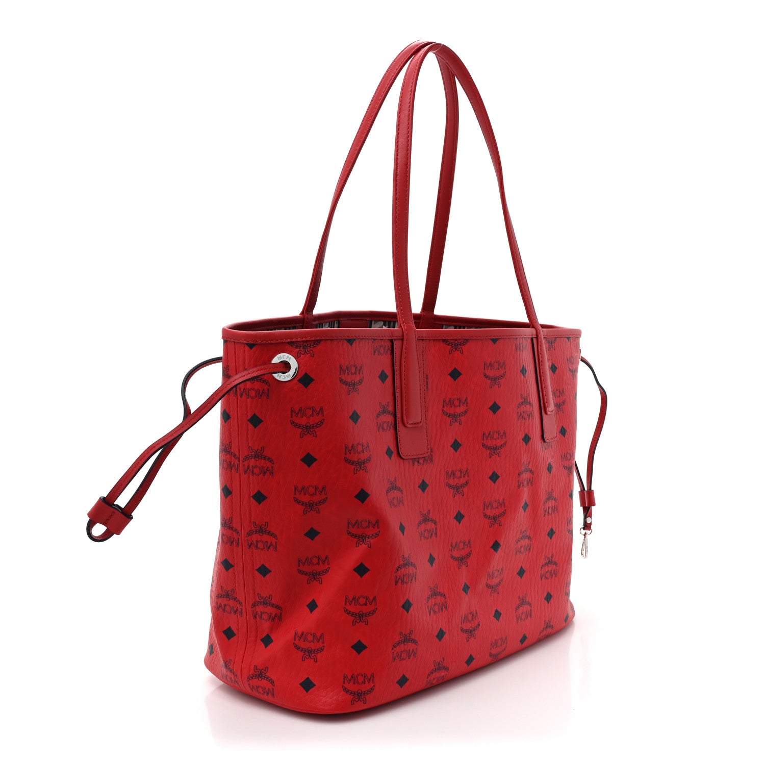 MCM Visetos Medium Liz Reversible Shopper Tote Candy Red 5 of 15