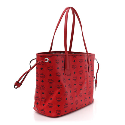 MCM Visetos Medium Liz Reversible Shopper Tote Candy Red 5 of 15