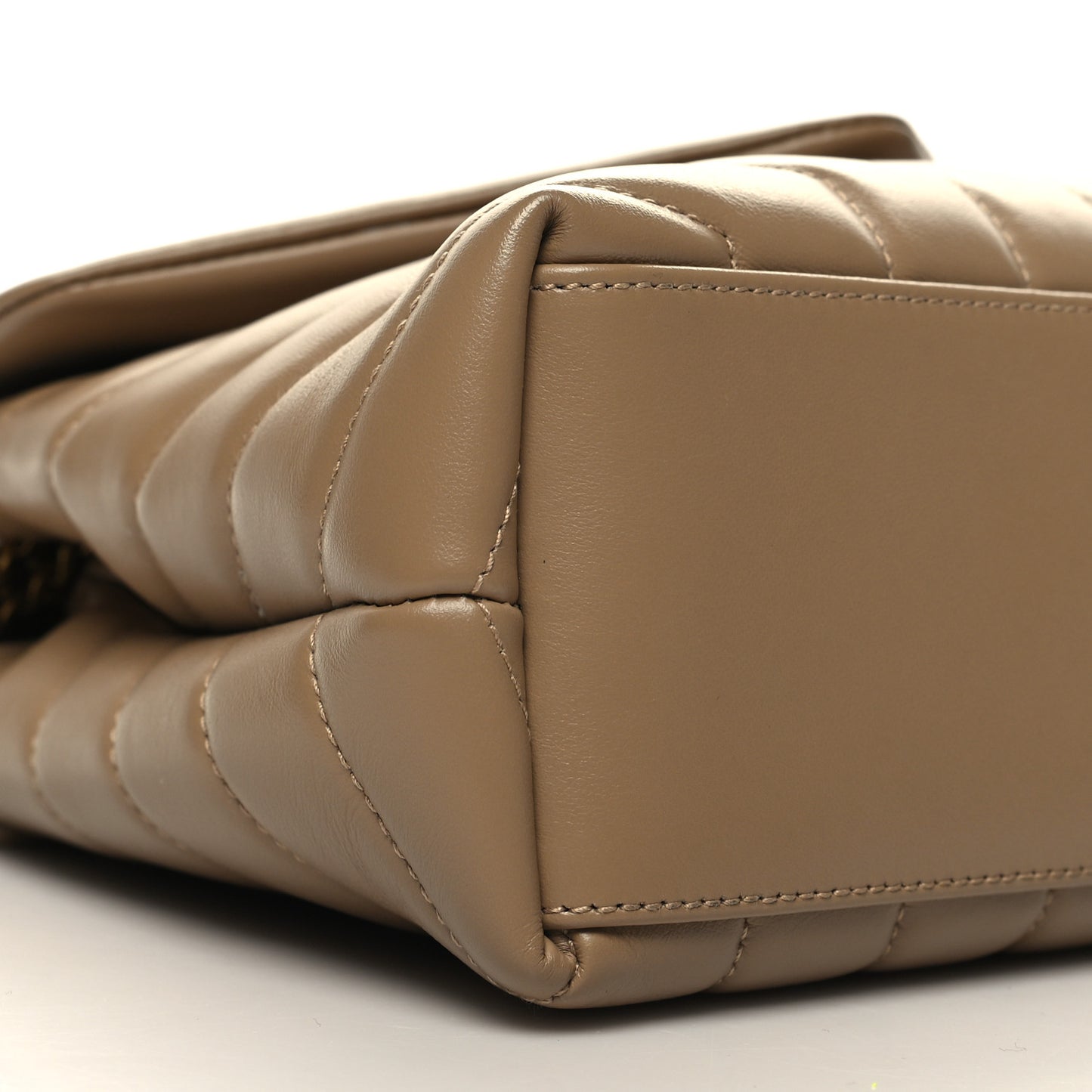 Calfskin Y Quilted Monogram Small Loulou Chain Satchel Dark Beige