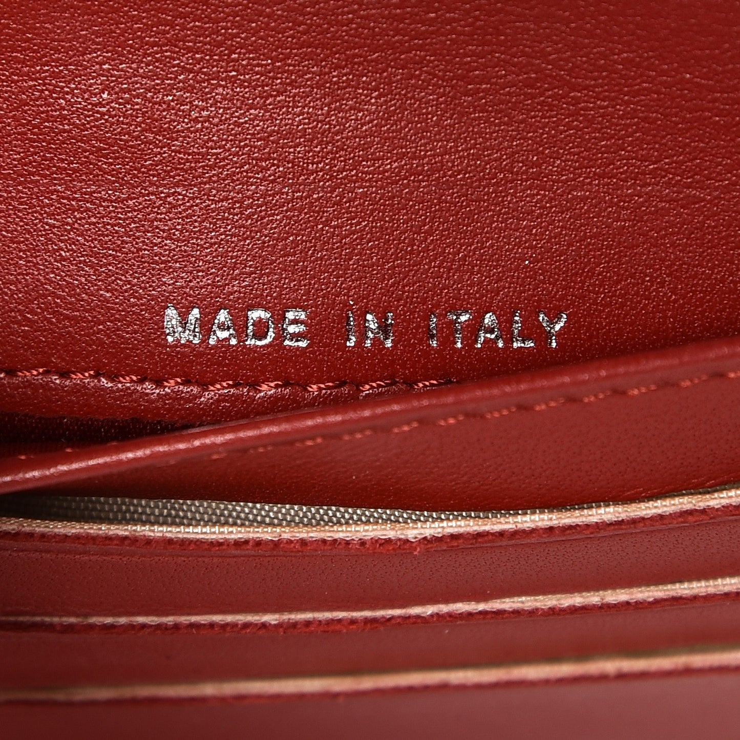 Lambskin Camellia Embossed French Wallet Dark Red