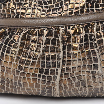Fendi Metallic Canvas Crocodile Embossed Large Chef Shopper Tote Bronze 12 of 19