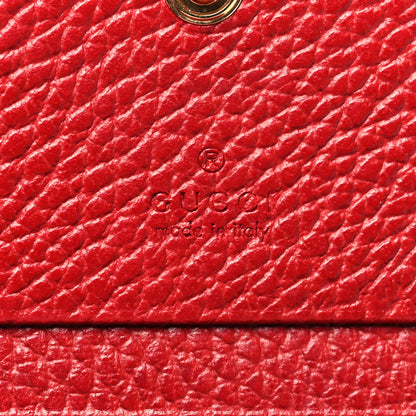 Gucci Pebbled Calfskin GG Marmont Card Case Hibiscus Red 7 of 13