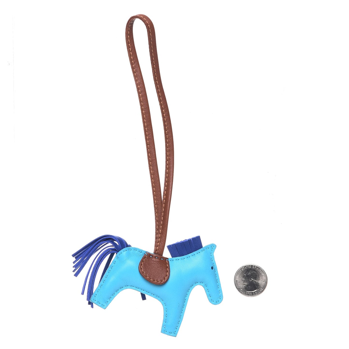Milo Lambskin Grigri Rodeo Horse Bag Charm PM Bleu Azteque Bleu Electrique Fauve