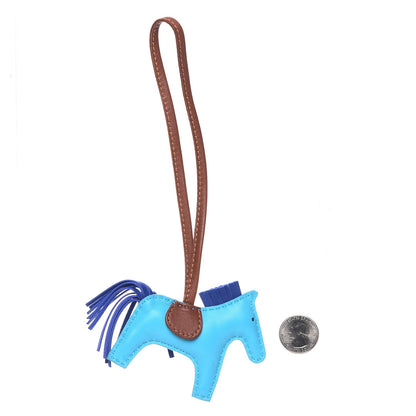 Hermes Milo Lambskin Grigri Rodeo Horse Bag Charm PM Bleu Azteque Bleu Electrique Fauve 2 of 4