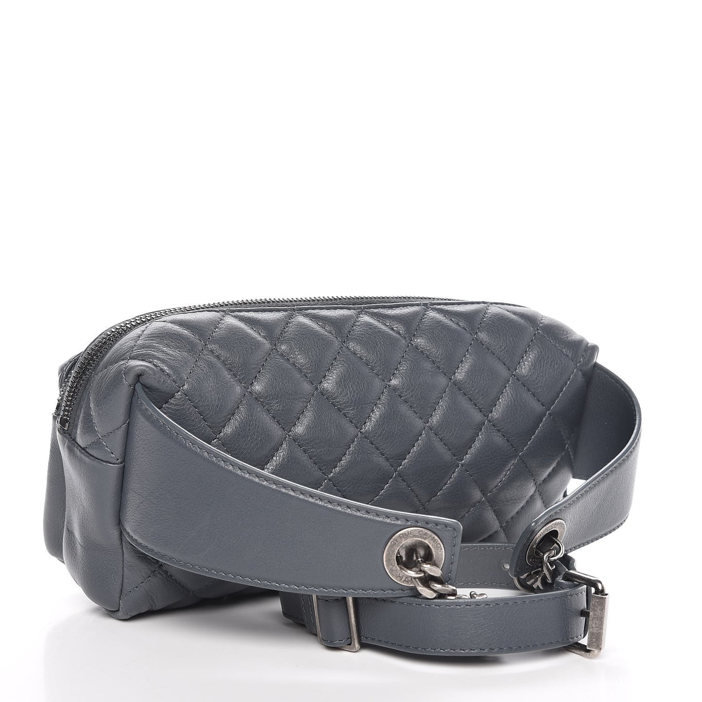Calfskin Quilted Waist Bag Dark Gray