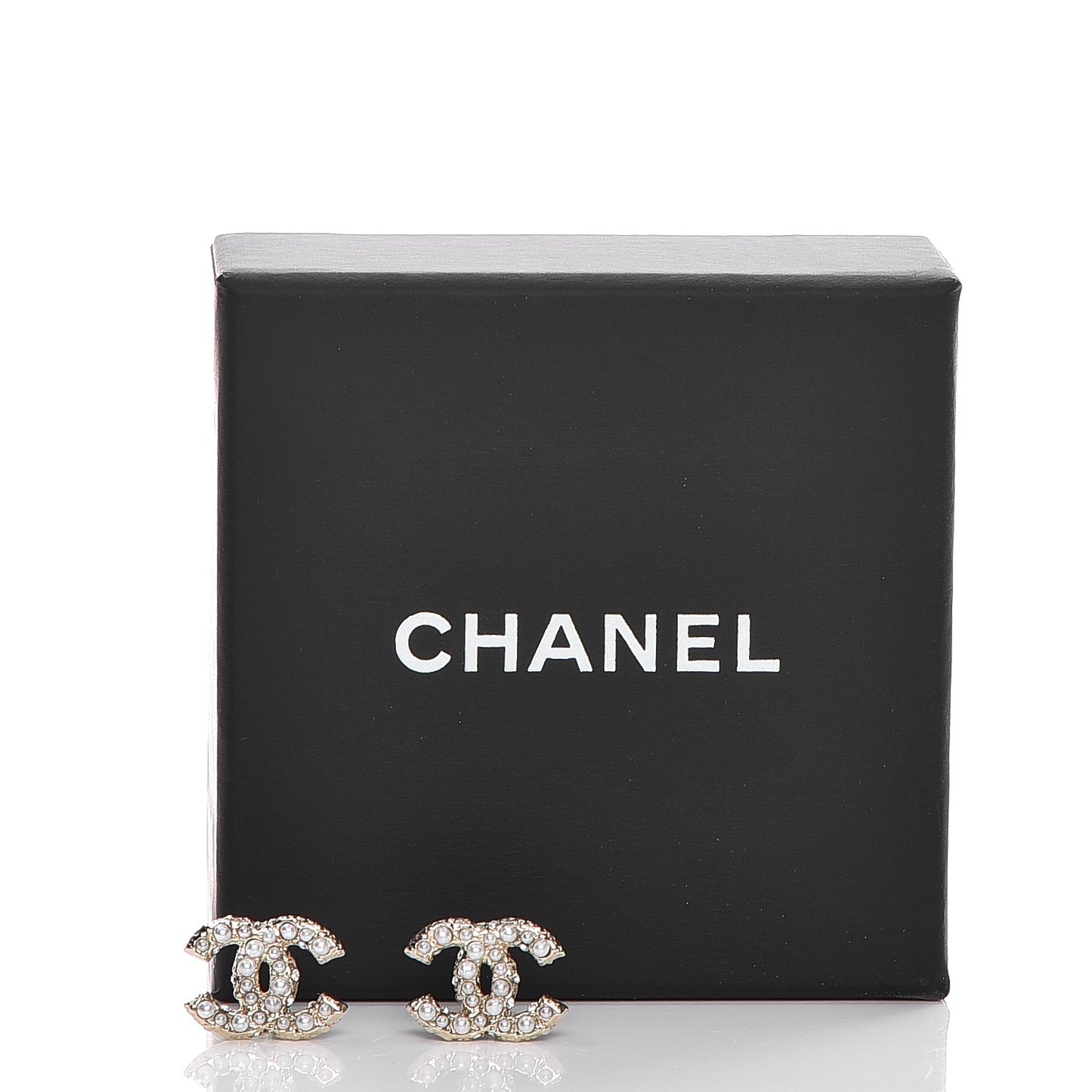 Crystal Pearl CC Earrings Light Gold