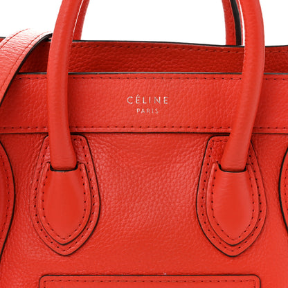 Celine Drummed Calfskin Nano Luggage Vermillion 7 of 11