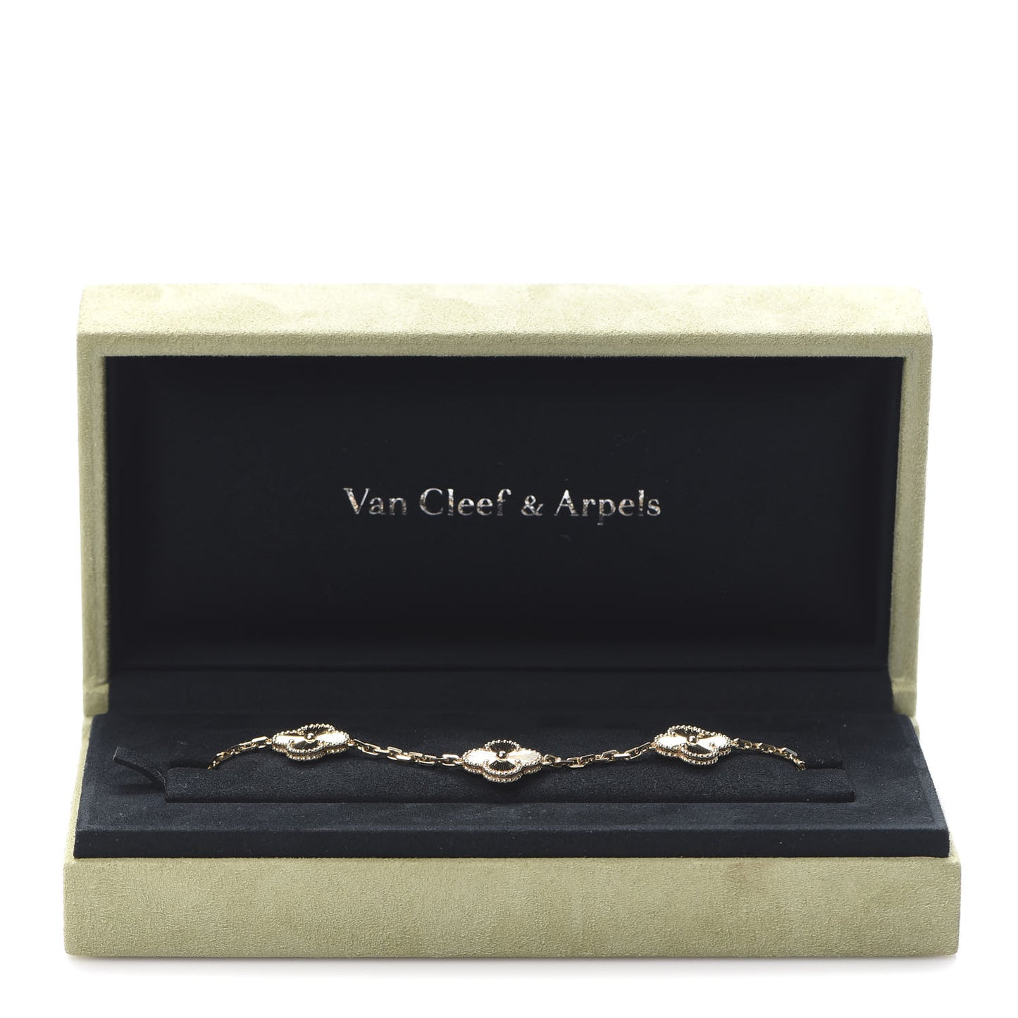 18K Yellow Gold 5 Motifs Guilloche Vintage Alhambra Bracelet