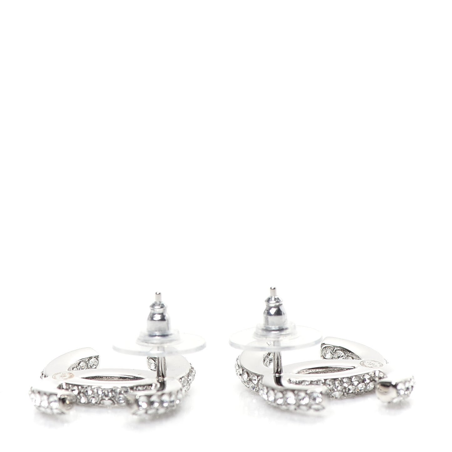 Crystal CC Treasure Chest Earrings Silver